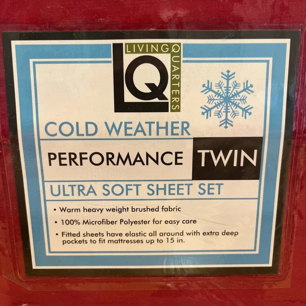 Living Quarters Cold‎ Weather Performance  Twin Sheet Set Microfiber Solid Red